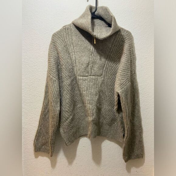New Abercrombie & Fitch Soft AF 1/4 Zip Pullover Tan Sweater Size M - Picture 1 of 10